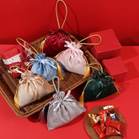 Vente en gros de sac de bonbons de mariage à franges en velours rouge vin de style chinois