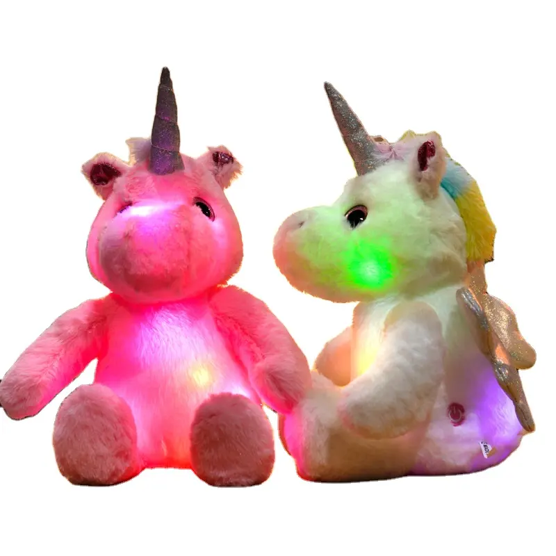 Peluche de unicornio de 30cm, juguete suave de Siete Luces, barato, con Led luminosos, Plushie