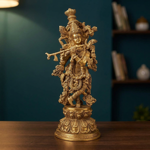 Prix de gros - Meilleure vente - Idole de Krishna en laiton taille 15 pour décorations de Diwali, exportation depuis l'Inde - Product Image 6