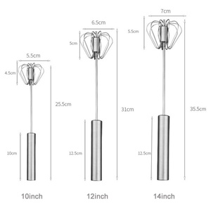 New Style Stainless Steel Semi-automatic Rotating <b>Egg</b> Beater Kitchen Tool Durable <b>Egg</b> Whisk - Product Image 2