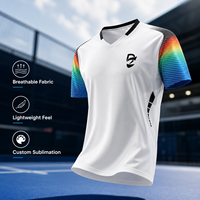 Camiseta de Fútbol Personalizada por Sublimación para Hombre, Cuello Redondo, Anti-UV, Secado Rápido, Transpirable, Ligera, con Logotipo, Número y Equipo Deportivo