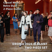 Droma 2024 Femmes élégant Vintage décontracté mode américaine Vestido vente en gros deux pièces jupe ensemble avec haut