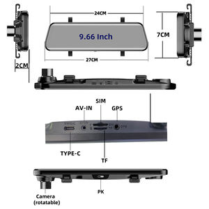 9.66 ''HD IPS Touch Screen Dash Cam Carplay senza fili e Android Auto specchio DVR BT AI voce WDR visione notturna 1080p risoluzione - Product Image 2
