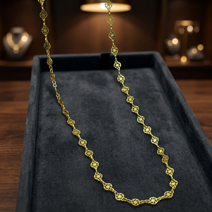Cadena con Patrón Ashoka Chapada en Oro de 14K, 18K y 24K al por Mayor, Cadena de Moda, Cadena Estilo Patrón Ashoka, Diseño de Cadena Ashoka - Product Image 3