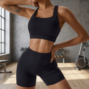 Conjunto de Yoga para Mujer, Top Deportivo con Cuello Cuadrado y Pantalones Cortos de Cintura Alta, 2 Piezas, Ropa Deportiva, Venta al Por Mayor, Diseño de Logotipo Personalizado, Impresión 2026 - Product Image 3