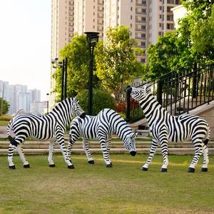 Life Size Statue Africa Wildlife Zebra Large Animal Fiberglass Polyresin Sculpture For Outdoor Garden Park Plaza Decoration