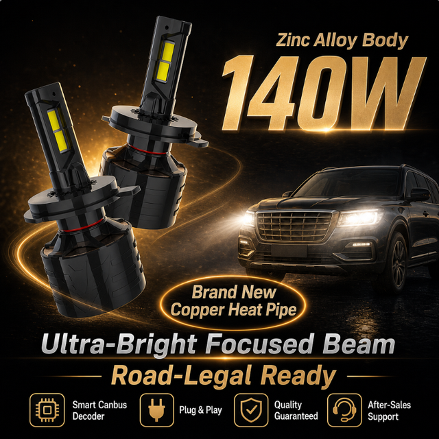 140W V90 White Auto Headlight 25000LM 6000K High Power LED Headlamp DC9 30V IP68 Waterproof Car Truck SUV Off Road Driving Light