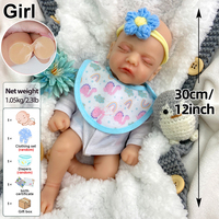 Boneka Silikon Reborn Menawan Ukuran Kecil 12 inci, Mainan Bayi Tidur, Mainan Interaktif untuk Anak