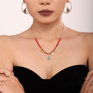 CAIOOCHE esmalte Navidad circón collar pequeño árbol geométrico nevado collar de lujo buena suerte collar de acero inoxidable - Product Image 5