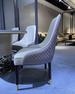 Chaises de salle à manger en cuir et <span class=keywords><strong>bois</strong></span> massif de luxe italien, avec accoudoirs, pieds de <span class=keywords><strong>chaise</strong></span> de restaurant, chaises de salle à manger modernes en cuir <span class=keywords><strong>blanc</strong></span> - Product Image 6
