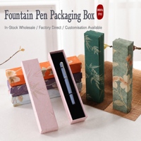 Boîte à stylos en papier rigide avec impression de logo personnalisé, style chinois, motif de lotus et de bambou, boîte à stylos vide en gros