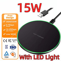 Chargeur sans fil ultra-fin 15W à charge rapide, chargeur sans fil portable pour iPhone Samsung, chargeur sans fil rapide