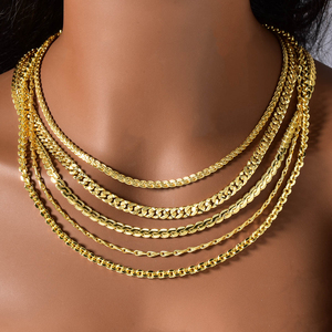 Collar de Cadena de Cobre Estilo <span class=keywords><strong>Italiano</strong></span> Bañado en <span class=keywords><strong>Oro</strong></span> de <span class=keywords><strong>14k</strong></span> 750 con Eslabones Infinitos al Por Mayor para Mujer - Product Image 5