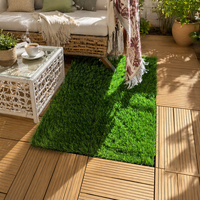 Césped Artificial Ecológico 3D Impermeable, Suelo de Césped Verde para Interiores, Balcón, Terraza, Baldosas de Piedra de Color Natural