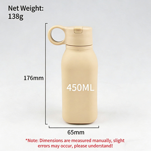 Bouteille d'eau sport en silicone 450 ml, pliable, portable, avec paille, de qualité alimentaire, pour enfants, idéale pour l'extérieur - Product Image 5