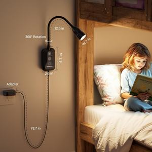 เอาต์พุต USB ปรับความสว่างได้ 5 สี สวิตช์เซ็นเซอร์สแกนแบบแมนนวล ไฟอ่านหนังสือ หลอดคอห่านแบบยืดหยุ่น สีดำ ติดผนัง - Product Image 6