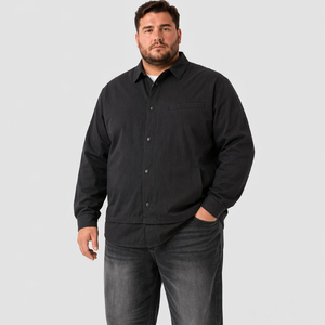 Heren lichtgewicht herfst overshirt overhemdjas borstzak casual eenvoudig groot en lang plus size oversized ontspannen pasvorm 6XL 7XL - Product Image 2