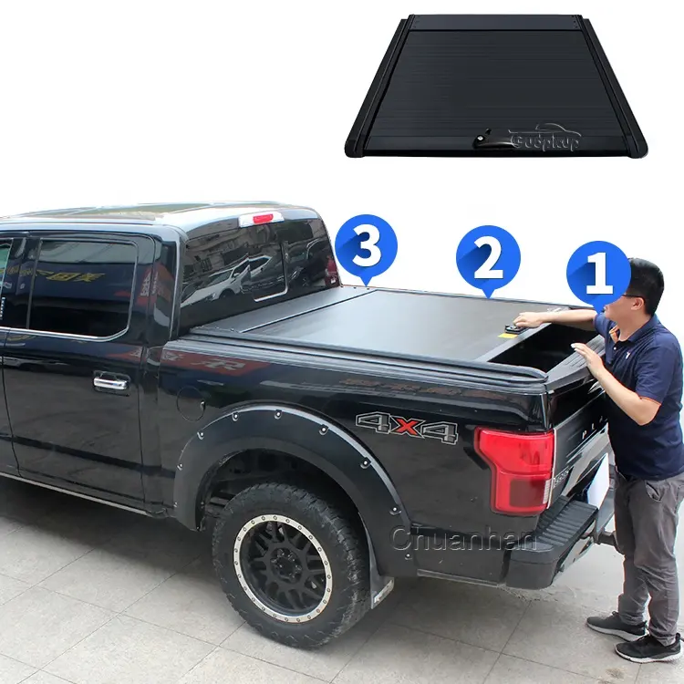 Pickup trải giường có thể thu vào Hợp kim nhôm cứng tonneau Bìa F150 cho GMC Sierra Ford Ranger 2023