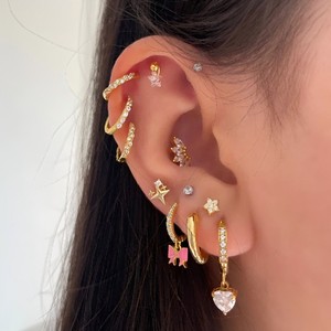 ต่างหูห่วงสแตนเลสทรงหัวใจประดับเพชรซิร์คอน ชุบทอง 18k ไทเทเนียมสตีล สำหรับผู้หญิง แฟชั่นเครื่องประดับสำหรับงานปาร์ตี้ - Product Image 3