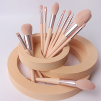 Pinceaux de maquillage professionnels de luxe en bois de haute qualité, synthétiques, personnalisés, marque privée, 11 pièces, rose écologique, pour femmes