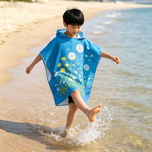 Serviette <span class=keywords><strong>de</strong></span> <span class=keywords><strong>plage</strong></span> poncho pour enfants avec impression par transfert thermique personnalisée, tissu éponge doux et respirant, très absorbant, serviette <span class=keywords><strong>de</strong></span> bain à capuche pour enfants - Product Image 3