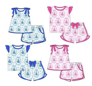 Conjuntos de Shorts de Verano para Niñas, Casuales, con Lazo, Transpirables, de Algodón y Spandex, Ropa para Hermanas al por Mayor - Product Image 2