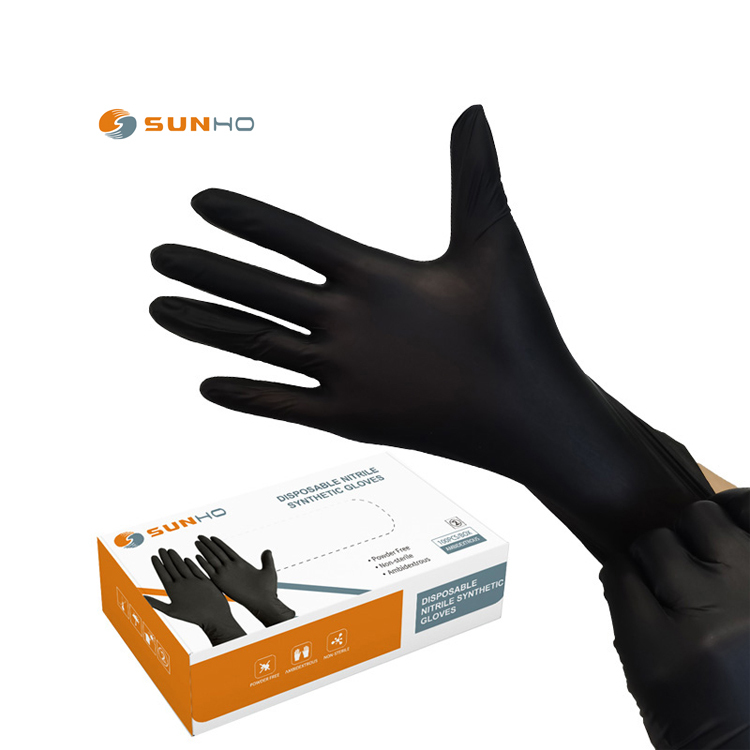 Disposable Black Nitrile Gloves Box 100