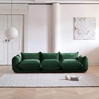 Ensemble de canapé trois places en tissu velours vert moderne avec éponge de haute qualité dans un style design nordique pour salon