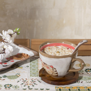 Tasse à café en porcelaine, 13.5 onces, avec poignée, Style dessin animé japonais <span class=keywords><strong>Moe</strong></span> chat, tasse de petit déjeuner, café thé cacao lait expresso nordique - Product Image 4
