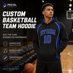Hoodie Pullover Tim Basket Custom Print, Logo Tim, Nama, Nomor, Sekolah, Pemain, Pelatih, Dewasa, 100% Poliester - Product Image 3