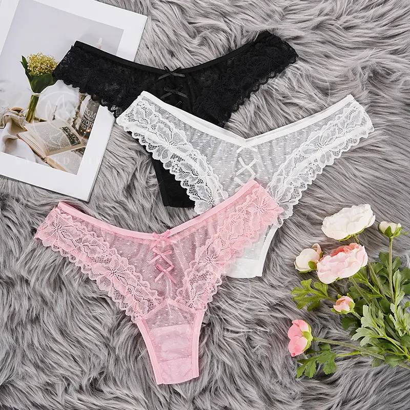 Pháp Cộng Với Kích Thước Sexy Ren Xem Qua Khiêu Dâm Đặc Biệt Quần Lót Cá Nhân Bow Thấp Eo Tinh Khiết Mong Muốn Cô Gái Tam Giác Quần