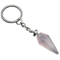 Porte-clés en quartz rose transparent, gravure laser HY Gemstone, porte-clés en cristal transparent