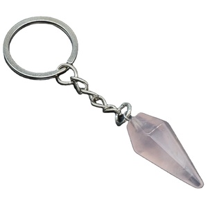 DIY Gemstone Laser Engraving Blank rose quartz Keyring Transparent Crystal Key chain Keychain