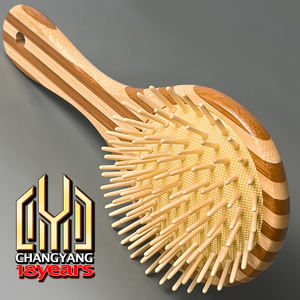 <span class=keywords><strong>Brosse</strong></span> à <span class=keywords><strong>cheveux</strong></span> démêlante en bois de bambou Stripe Fashion avec coussin, facile à nettoyer, non jetable, noire, vente en gros, personnalisable - Product Image 5