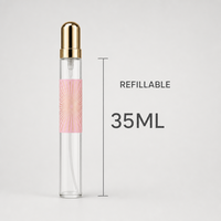 Flacon de parfum vide en forme de stylo 35ml, vaporisateur de voyage rechargeable, design floral rose et blanc, logo personnalisé, vente en gros