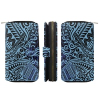 Portefeuille long en cuir PU pour fournisseur de dropshipping, imprimé sur demande, motif tribal polynésien Elei personnalisé, portefeuille multifonctionnel