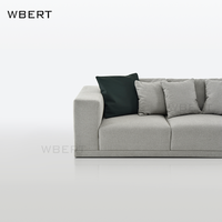 Muebles casuales modernos WBERT-Sofá lineal simple de Tela Gris claro para sala de estar, muebles lineales de tres plazas para el hogar