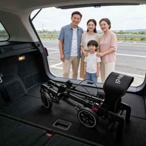 Déambulateur pliant double avec mécanisme à un clic, cadre en aluminium, idéal pour les voyages - Product Image 1