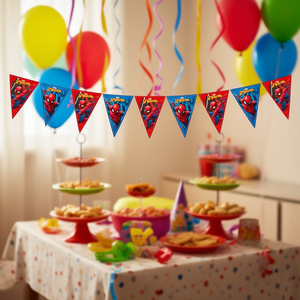 Guirlande de bannière Spiderman Party Love 2,3 m en plastique, décorations de fête triangulaires, fournitures d'anniversaire - Product Image 5