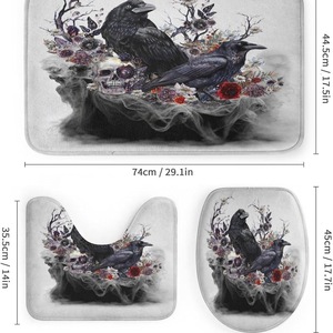 Cortina de Ducha Floral de Poliéster, Cortina de Baño con Impresión Digital Personalizada, Juego de Cortinas de Ducha Impermeables, Venta al por Mayor, 6 Unidades - Product Image 3