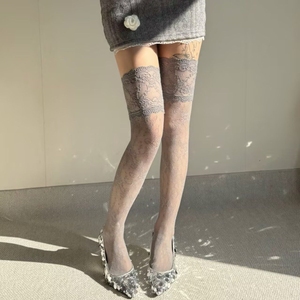<span class=keywords><strong>Calze</strong></span> Lunghe Sopra il Ginocchio da Donna Primavera/Estate Stile Vintage Floreale <span class=keywords><strong>a</strong></span> <span class=keywords><strong>Rete</strong></span> con Bordo in Pizzo, <span class=keywords><strong>Calze</strong></span> Lunghe in Nylon Spandex <span class=keywords><strong>per</strong></span> Ragazze - Product Image 4
