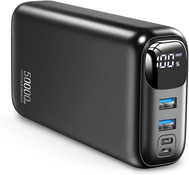 High Capacity 50000mAh Powerbanks Portable Fast Power Bank Digital Display Four USB Type C Output 22.5W