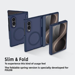 Cross-border new model, suitable for Samsung Z Fold8, <b>spring</b>-loaded outer <b>hinge</b>, skin-feel folding phone case, full coverage, dr - Product Image 3