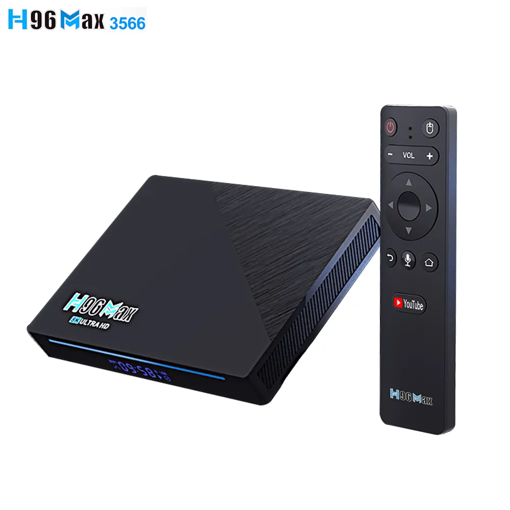 กล่องรับสัญญาณทีวี H96 M RK3566 4K,กล่องรับสัญญาณเสียงควบคุมระยะไกล11.0 MAX 2.G/ Android 1000 Media Player BT4.0 5G Dual Wifi LAN