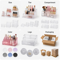 Présentoir cosmétique personnalisé en acrylique transparent, organisateur de maquillage à plusieurs niveaux, étagère de comptoir pour soins de la peau et parfums avec panneau logo