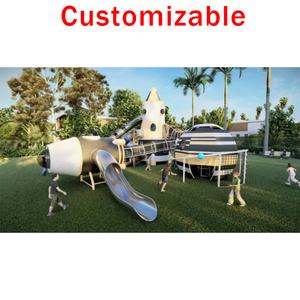 Toboggan en plastique d'équipement de terrain de jeu extérieur pour enfants en acier inoxydable de qualité marine IPEMA pour enfants dans un terrain de jeu public - Product Image 5