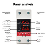Protecteur de tension réglable Mday Copper 2P 63A, relais électronique de haute qualité, AC 220V monophasé, LCD 50/60Hz pour SVC AVP-63 1