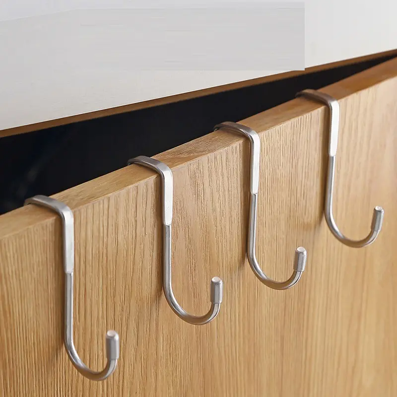 Wholesale Thickening 304 Stainless Steel Kitchen Cabinet Door Double S Type No Punch Bathroom Multifunction Hook