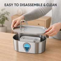 Fontaine à eau pour animaux de compagnie en acier inoxydable 304 WF170 3,5 L, distributeur d'eau automatique pour chat et chien avec fenêtre de niveau d'eau visible, pompe silencieuse