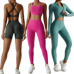 Custom Logo Women Sportswear 2023 New Yoga Outfits Workout Seamless Leggings Set Gym Fitness Clothing